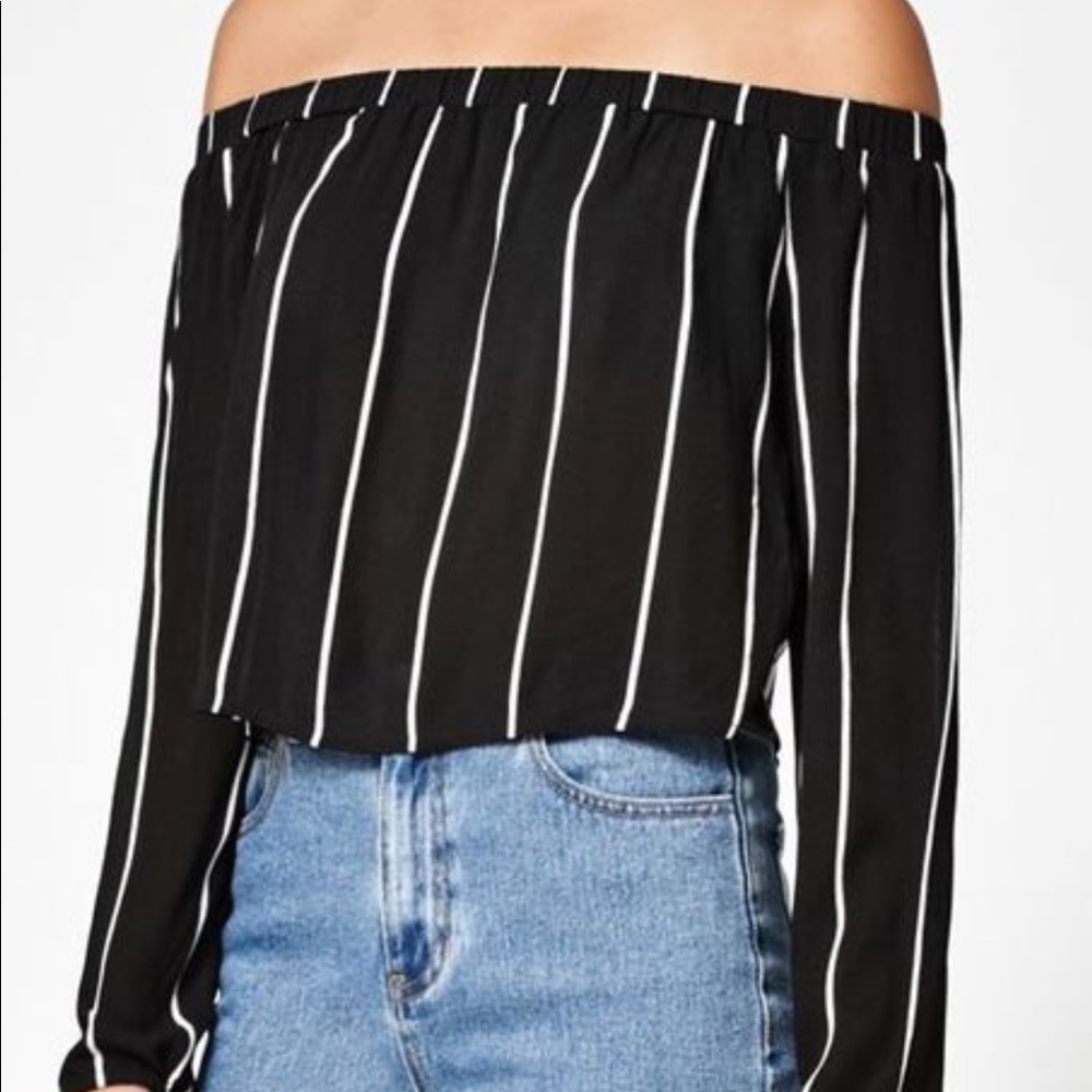 Kendall & Kylie Strip off the Shoulder Top